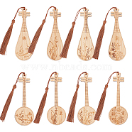 8Pcs 8 Style Ancient Style Bamboo Bookmarks, Musical Instrument, Bisque, 120x39~43x2mm, 1pc/style(AJEW-GO0001-48)