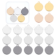 BENECREAT 50Pcs 5 Colors Brass Pendants, Stamping Blank Tag, Flat Round, Mixed Color, 26x22x0.8mm, Hole: 3mm, 10pcs/color(KK-BC0001-69)