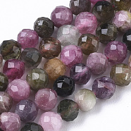 Natural Tourmaline Beads Strands, Faceted Round, 4mm, Hole: 0.7mm, about 95pcs/strand, 15.55 inch(39.5cm)(G-R462-038)