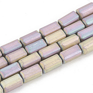 Electroplate Non-magnetic Synthetic Hematite Beads Strands, Matte Style, Cuboid, Purple Plated, 8x4x4mm, Hole: 1mm, about 60pcs/strand, 16.53 inch(G-N0322-13C)