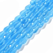 Cat Eye Beads Strands, Faceted, Teardrop, Deep Sky Blue, 7x5mm, Hole: 0.8mm, about 53pcs/strand, 14.96~15.16 inch(38~38.5cm)(CE-N014-02B-04)