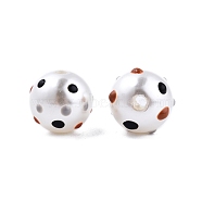 Spot Pattern Opaque ABS Plastic Imitation Pearl Enamel Beads, Round, Black, 11.5~12mm, Hole: 2mm(KY-G020-02A)