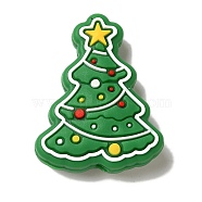 Christmas series Silicone Beads, Green, Christmas Tree, 30.5x23.5x9mm, Hole: 2mm(SIL-S006-01M)