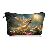 Moon Fairy in Polyester Cosmetic Bags Zipper Clutch Bags, Ladies' Large Capacity Travel Storage Bags, Rectangle, Black, 180~210x135mm(PW-WG7BC53-03)