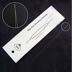 Iron Collapsible Big Eye Beading Needles, Seed Bead Needle, Beading Embroidery Needles for Jewelry Making, 57x0.3mm, Platinum, 57x0.3mm(X-ES001Y-5.0CM-01-1)