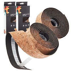 PU Leather Bicycle Handle Strapping Bands, Self-adhesive Bicycle Bar Grips Cover, Flat with Cork Texture Pattern, Camel, 29~30mm, about 2.15m/strand, 2 strands/box(AJEW-WH0014-99)