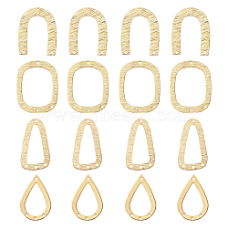 24Pcs 4 Style Brass Chandelier Component Links, Rounded Rectangle & Triangle & Arch & Teardrop, Raw(Unplated), 30.5~36x17.5~27x0.5~1mm, Hole: 1.2~1.5mm, 6pcs/style(KK-BC0011-73)