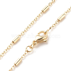 Brass Cable Chains with Column Beaded Necklace for Women, Cadmium Free & Lead Free, Real 18K Gold Plated, 17.60 inch(44.7cm)(NJEW-P265-24G)
