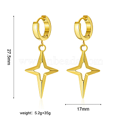 Stylish Stainless Steel Star Hoop Earrings, Golden, 27.5x17mm(CK3851)