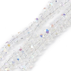 Transparent Electroplate Glass Beads Strands, Faceted, Rondelle, AB Color Plated, Clear AB, 5.5x3.5~4mm, Hole: 1mm, about 100pcs/strand, 21.65~22.05 inch(55~56cm)(X-EGLA-F153-AB04)