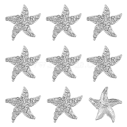 8Pcs 1-Hole Silver Plated Alloy Rhinestone Shank Buttons, Garment Accessories, Starfish, Crystal, 20.5x22.5x6.5mm, Hole: 2.3mm(BUTT-DC0001-07)