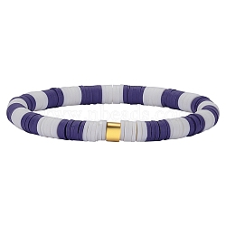 Polymer Clay Heishi Surfer Stretch Bracelet with 304 Stainless Steel Beaded, Preppy Bracelet, Slate Blue, Inner Diameter: 2 inch(5.2cm)(BJEW-SW00111-04)