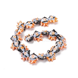 Handmade Porcelain Beads, Fish, Dark Orange, 17~18x21~22x7~7.5mm, Hole: 2mm(PORC-G002-54I)