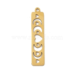201 Stainless Steel Pendants, Rectangle with Moon, Golden, 28x6x1mm, Hole: 1.2mm(STAS-H480-07G)