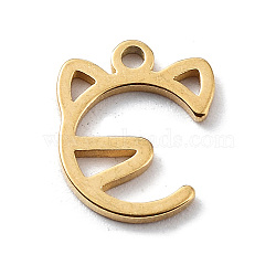 304 Stainless Steel Charms, Golden, Laser Cut, Cat Shape, 10.5x8.5x1mm, Hole: 1.2mm(STAS-K272-01C-G)