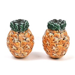 Fruit Series Opaque Resin Beads, Imitation Food, Gold, Pineapple, 20x14.5mm, Hole: 1.5mm(RE-CBAC4C7-11A)