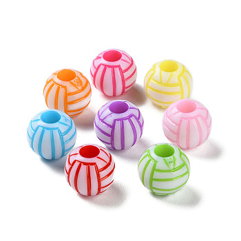 Opaque Acrylic European Beads, Craft Style, Large Hole Beads, Basket Weave Knot, Mixed Color, 11.5x10mm, Hole: 4.5mm, about 1000pcs/500g
