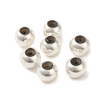 925 Sterling Silver Beads, with Rubber Inside, Slider Beads, Stopper Beads, Long-Lasting Plated, Rondelle, 925 Sterling Silver Plated, 4mm, Hole: 0.6mm