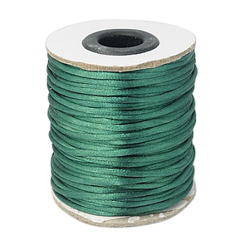 Nylon Cord, Satin Rattail Cord, for Beading Jewelry Making, Chinese Knotting, Teal, 2mm, about 50yards/roll(150 feet/roll)