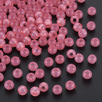 Imitation Jelly Acrylic Beads, Round, Hot Pink, 4x3mm, Hole: 1.6mm, about 15000pcs/500g