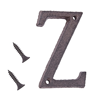 Iron Home Address Number, with 2pcs Screw, Letter.Z, 75x45x5mm, Hole: 4.3mm
