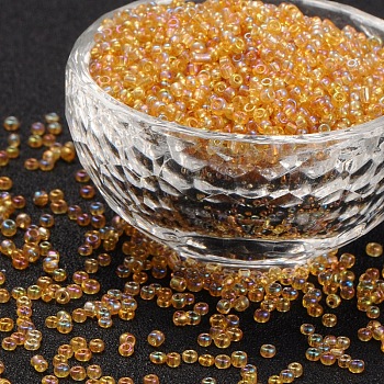 6/0 Round Glass Seed Beads, Transparent Colours Rainbow, Round Hole, Goldenrod, 6/0, 4mm, Hole: 1.5mm, about 500pcs/50g, 50g/bag, 18bags/2pounds