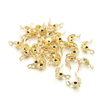 Iron Bead Tips, Calotte Ends, Clamshell Knot Cover, Golden, 8x4mm, Hole: 1mm, Inner Diameter: 4mm