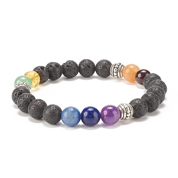 Natural & Synthetic Mixed Gemstone Stretch Bracelet, 7 Chakra Jewelry for Women, Inner Diameter: 2 inch(5.2cm)