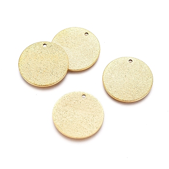 Ion Plating(IP) 304 Stainless Steel Textured Pendants, Flat Round, Golden, 20x1mm, Hole: 1mm