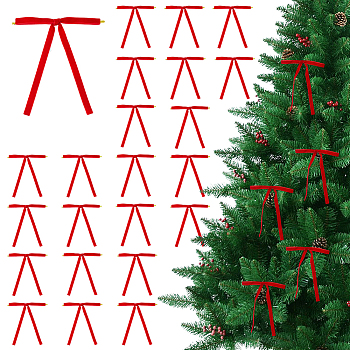 30Pcs Velvet Bowknot Gift Box Packing Decorations, with Iron Twist Ties, Red, 175~176x128~130x6~7mm