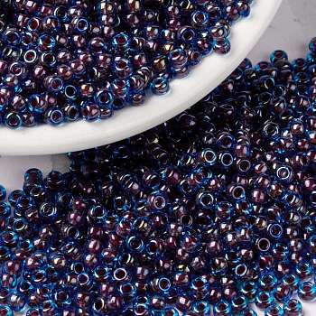 MIYUKI Round Rocailles Beads, Japanese Seed Beads, 8/0, (RR346) Matte Transparent Olive AB, 3mm, Hole: 1.1mm, about 19000~20500pcs/pound