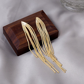 Alloy Tassel Stud Earrings, Golden, 81x13mm