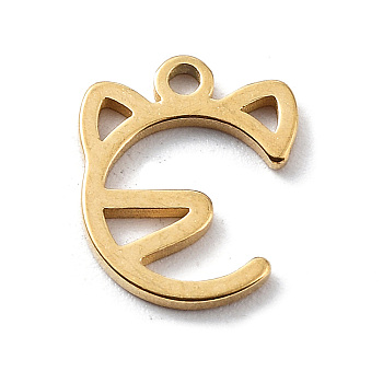 304 Stainless Steel Charms, Golden, Laser Cut, Cat Shape, 10.5x8.5x1mm, Hole: 1.2mm