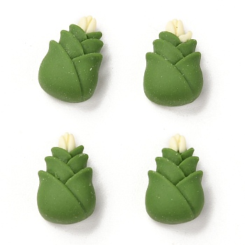 Opaque Resin Cabochons, Bamboo Shoots, Green, 15.5x10x6.5mm