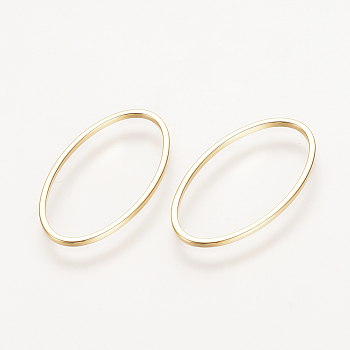 Brass Linking Rings, Nickel Free, Real 18K Gold Plated, Oval, 24x14x1mm, Inner diameter: 22x12mm