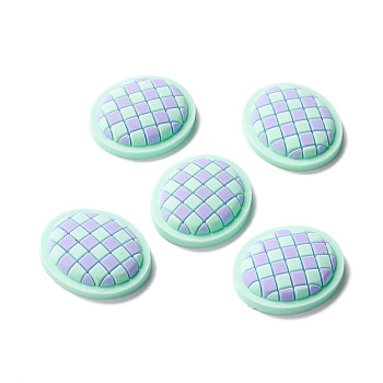 PVC Cabochons, for Hair Accessories, Oval with Lattice, Aquamarine, 29x25x6mm