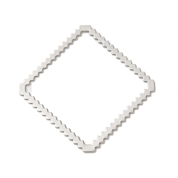 Rhombus Rack Plating Brass Linking Rings, Long-Lasting Plated, Platinum, 39x39x0.5mm, Inner Diameter: 35x35mm