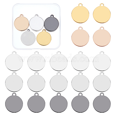 Mixed Color Flat Round Brass Pendants