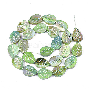 Lime Green Leaf Freshwater Shell Beads