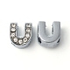 Platinum Color Letter U Alloy Rhinestone Initial Slide Charms(X-ZP12-U)-1