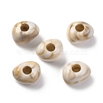 Two Tone Opaque Acrylic Beads, Imitation Gemstone, Triangle, White, 13x16x9.5mm, Hole: 5.2mm, About: 416pcs/500g(MACR-Z002-02C)