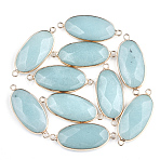 Natural Amazonite Links connectors, with Brass Findings, Faceted, Oval, Golden, 39x16x6mm, Hole: 2mm(G-S344-03D)