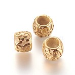 304 Stainless Steel European Beads, Large Hole Beads, Ion Plating (IP), Rondelle, Golden, 9.5x7.5mm, Hole: 5mm(STAS-P237-35G)