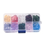 100Pcs 10 Colors Glass Pendants, with Plastic Box, Flower, 13x13x7mm, Hole: 1.2mm, 10pcs/color(AJEW-H154-08C)