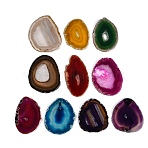 Dyed & Heated Natural Agate Slice Big Pendants, Nuggets Charms, Mixed Color, 71~76x56.5~59x5.5~6mm, Hole: 2~2.5mm(GG-CBAAF67-02)