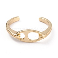 Brass Cuff Rings, Open Rings, Long-Lasting Plated, Flat Oval, Real 18K Gold Plated, 2.5mm, Inner Diameter: 18.1mm(RJEW-B034-01G)