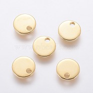 304 Stainless Steel Charms, Stamping Blank Tag, Flat Round, Golden, 8x1mm, Hole: 1.4mm(STAS-L234-081E-G)