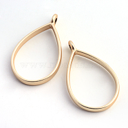 Rack Plating Alloy teardrop, Open Back Bezel Pendants, For DIY UV Resin, Epoxy Resin, Pressed Flower Jewelry, Hollow, Cadmium Free & Nickel Free & Lead Free, Matte Gold Color, 33.9x20.5x3.8mm, Hole: 2.8mm(PALLOY-S047-29C-FF)