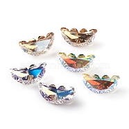 Glass Rhinestone Cabochons, Pointed Back & Back Plated, Faceted, Wing/Moon, Mixed Color, 20x10x5.5mm(RGLA-F066-C02)