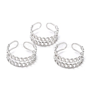 304 Stainless Steel Finger Rings, Cuff Rings, Long-Lasting Plated, Curb Chain Shape, Stainless Steel Color, US Size 6 3/4(17.1mm), 6.5~8mm(RJEW-L102-25P)
